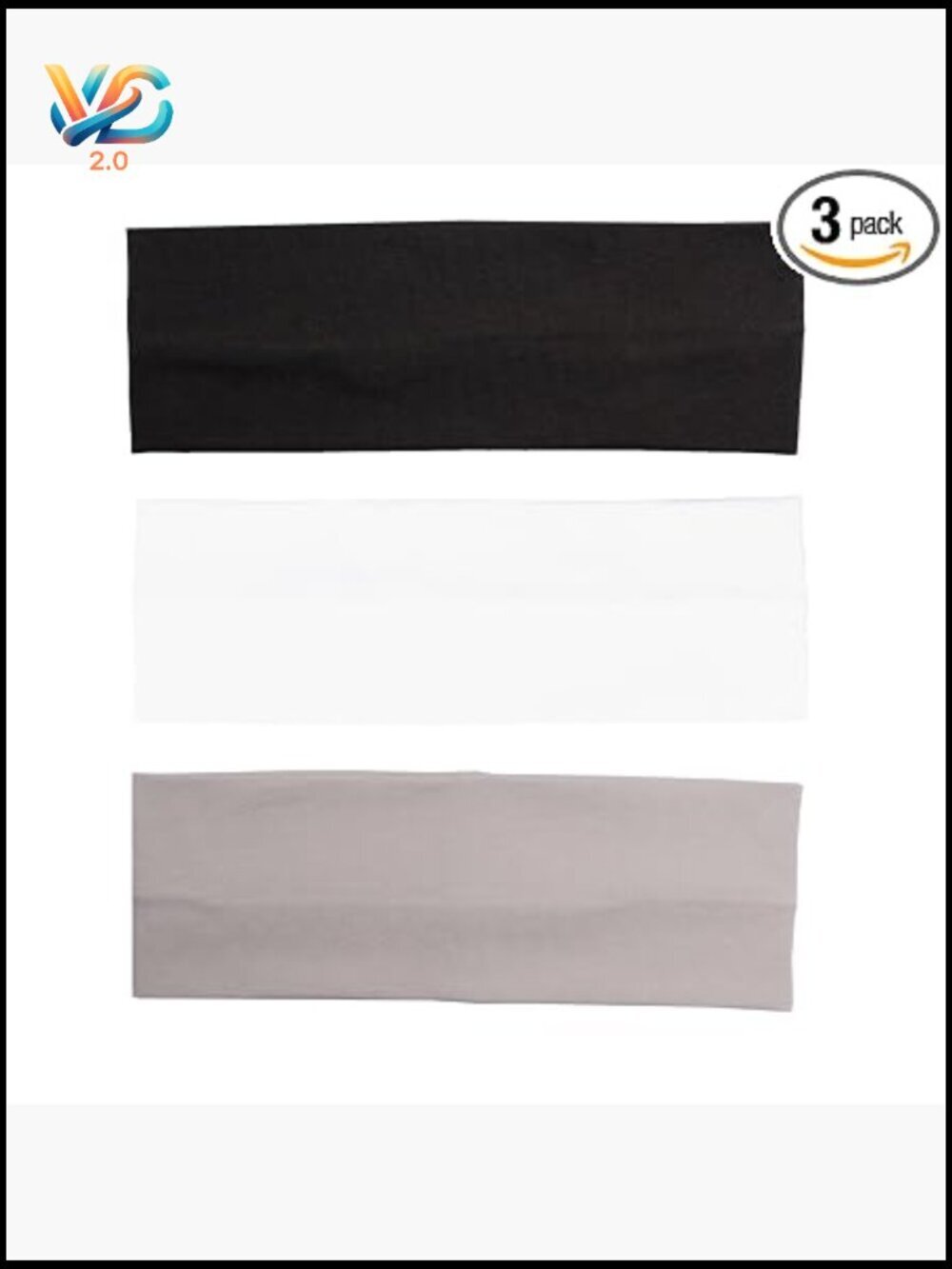 Cotton Non Slip Sweat Headband Hair Bands Set of 3 Thick Elastic Hair